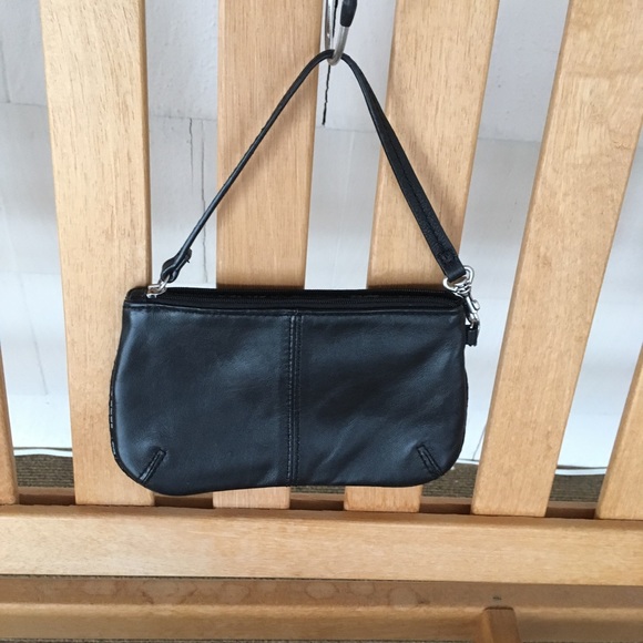 Sharif Black leather satchel wristlet purse - Picture 4 of 7